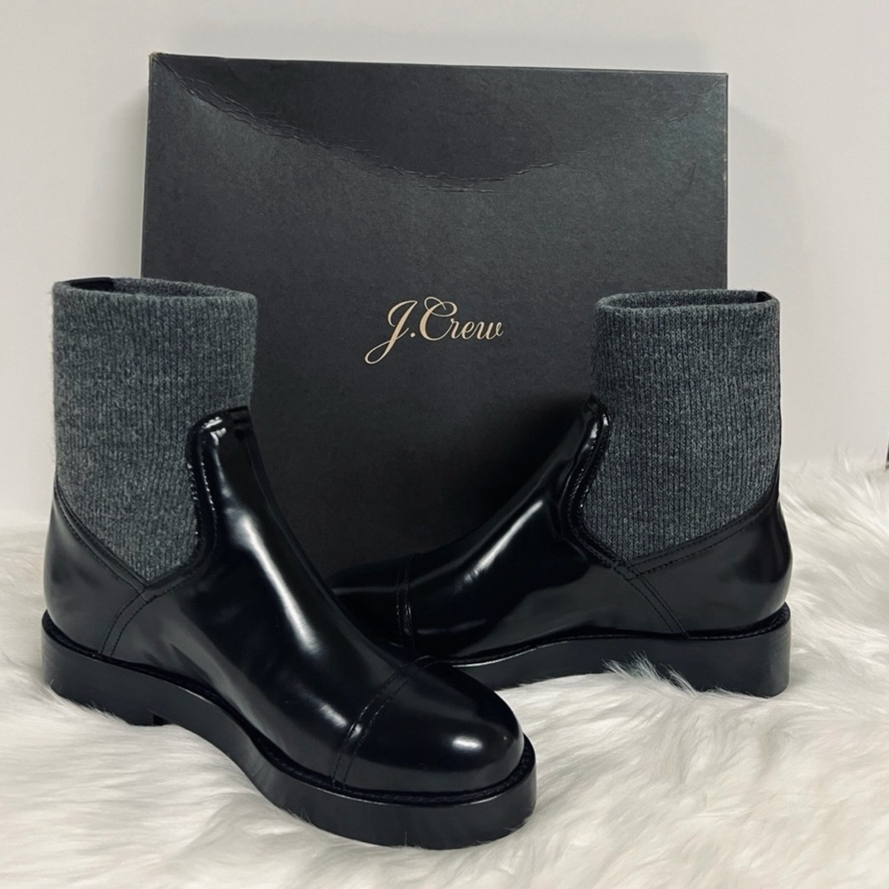 J.Crew Rib-cuff boots in Italian leather Black Size 10 NWB - Picture 9 of 9